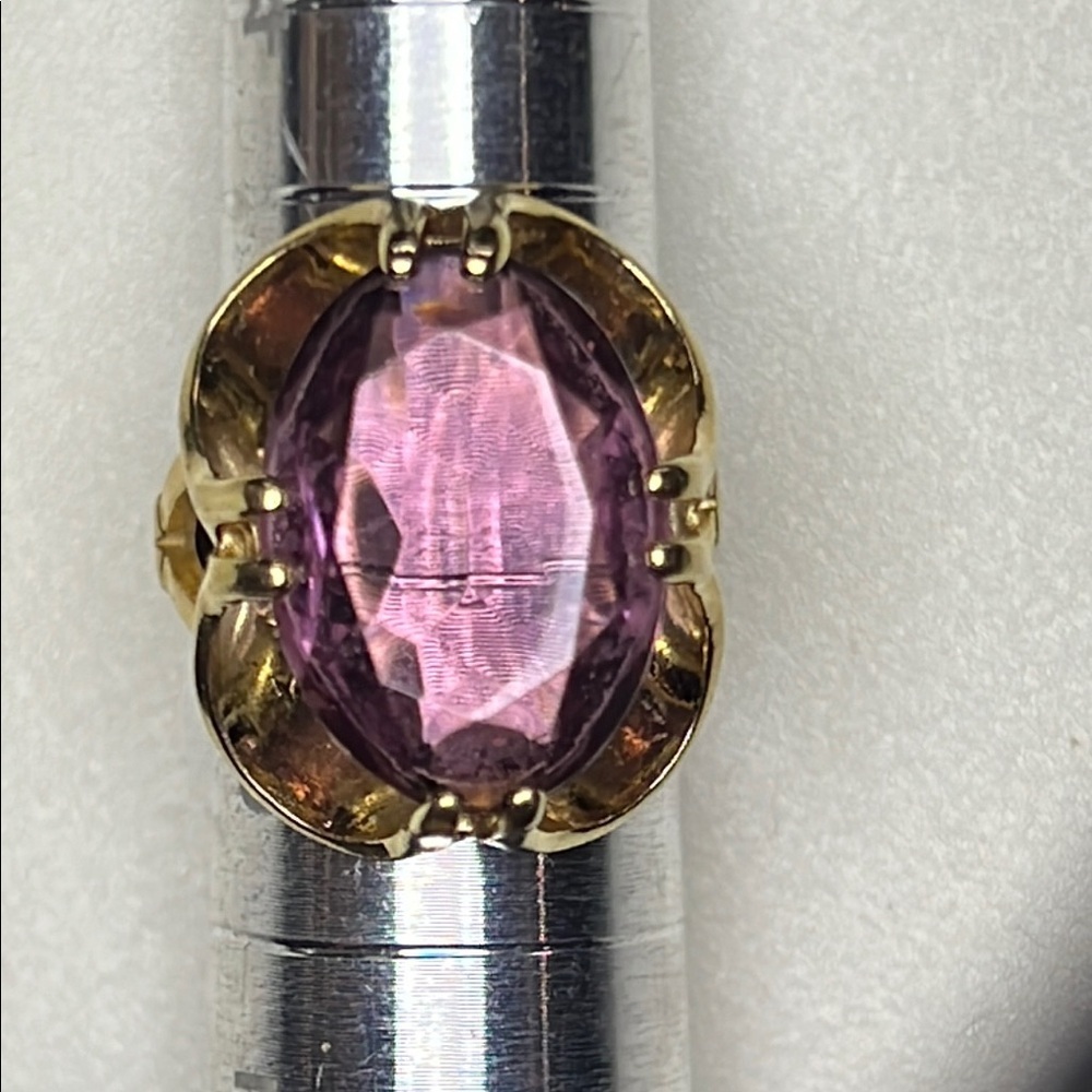 18K gold plated GE Elegant Purple Gemstone Ring. Size 5 1/2 - Picture 5 of 10